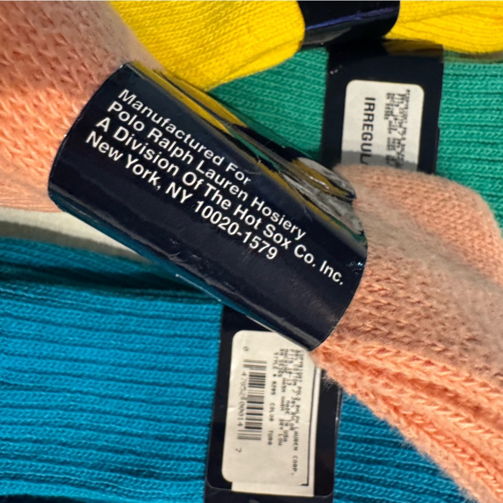 Vtg NOS Polo Ralph Lauren Crew Socks Lot Mens Teal Ribbed Pony Logo 5 Pair Multi - Picture 10 of 10